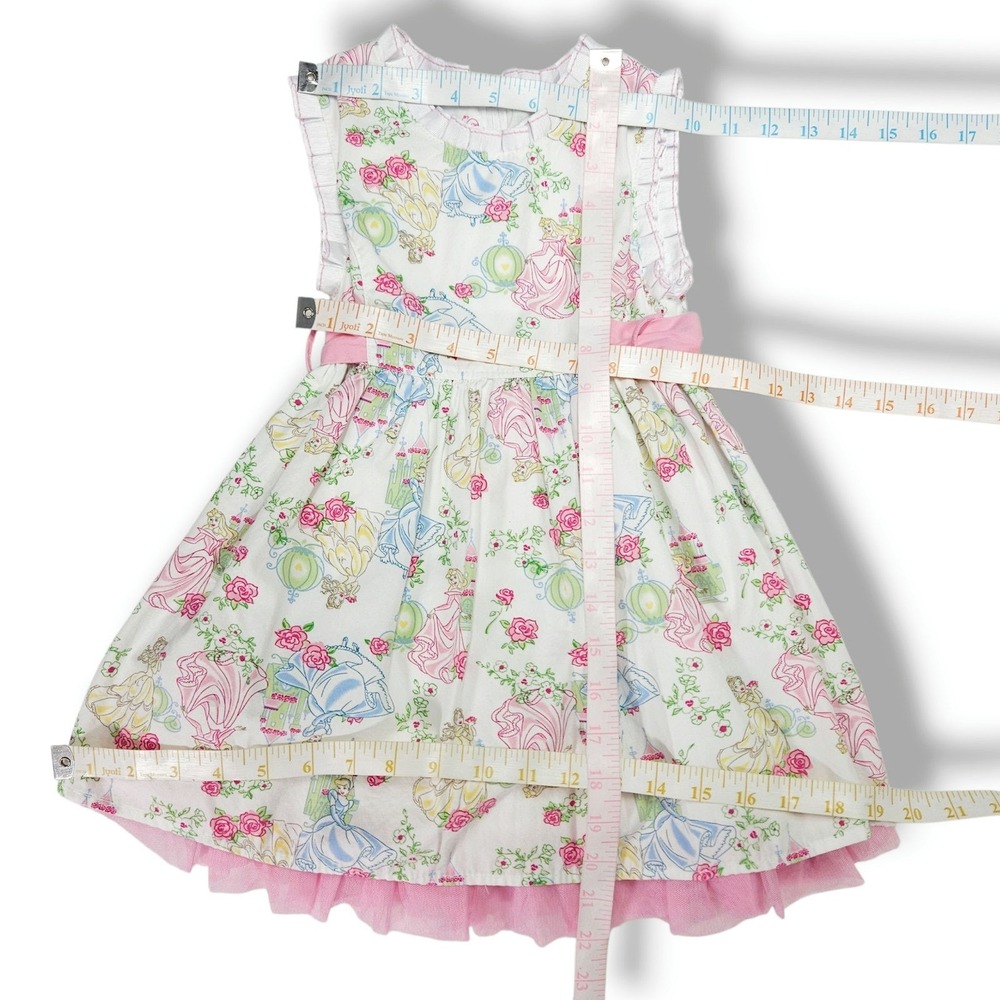 Disney Princess Girls Floral Tulle Party Dress Pink Sash White 4T Cottagecore - Picture 7 of 7